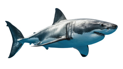 Fototapeta premium Great white shark swimming, isolated on transparent background