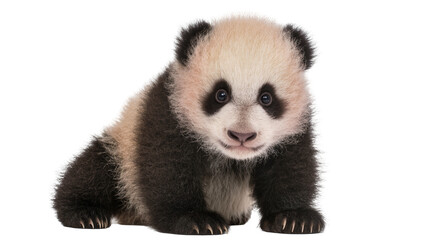 Fluffy baby panda bear sitting, isolated on transparent background © Sorin
