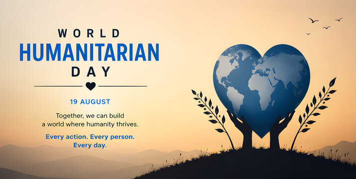 World humanitarian day illustration with heart-shaped earth
