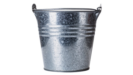 Galvanized metal bucket with wire handle, isolated on transparent background © Sorin