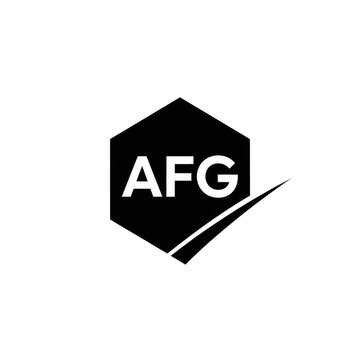 Black hexagon logo with afg letters and abstract swoosh