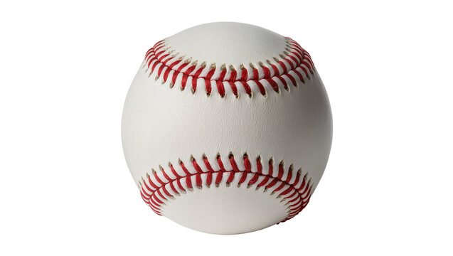 Official baseball with red stitching, isolated on transparent background