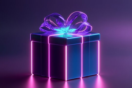 Hands Holding a Glittering Gold Gift Box with Red Ribbon from Above