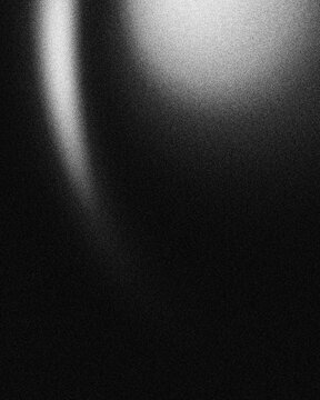 Abstract black noise texture background with a vertical curved light beam and soft white spotlight glow