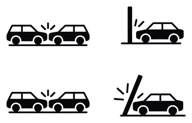 Naklejka premium 自動車事故と車両衝突の警告セット