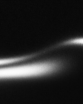 Elegant dark monochrome grainy gradient background with soft white light wave