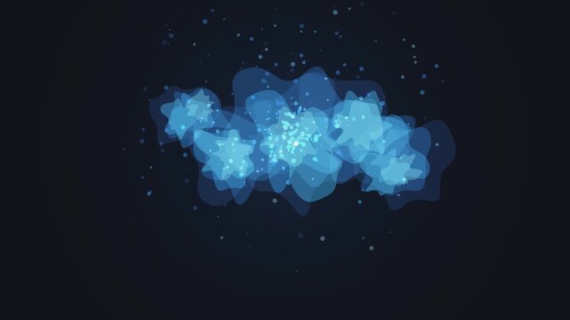 Abstract blue galaxy cloud with glowing stars and particles on a dark background