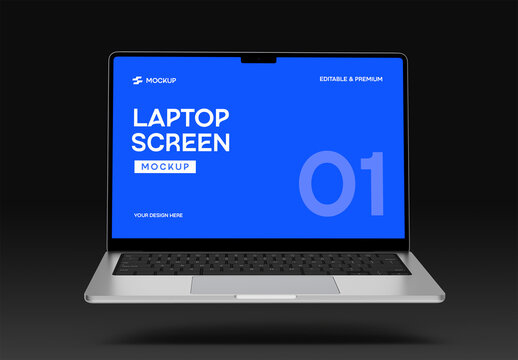 Floating Laptop Screen Mockup Template