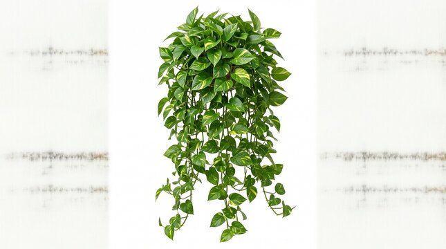 Hanging pothos plant with green leaves