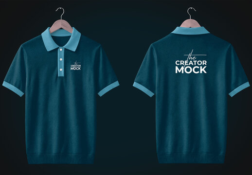 Front and Back Polo T-Shirt Mockup Template