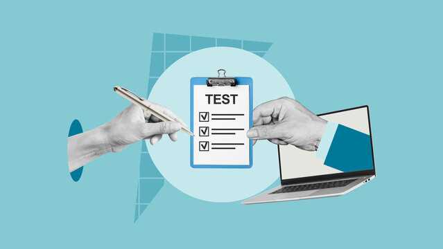 Skills Assessment Concept with Test Checklist for Employee Evaluation, Student Examination, Professional Certification, Workplace Training, Knowledge Verification and Learning Assessment