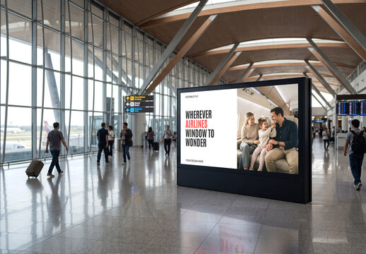 Airport Digital Billboard Mockup Template