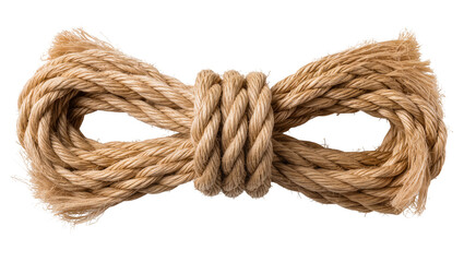 Thick natural fiber rope tied in a bow knot, isolated on transparent background © Corotaev