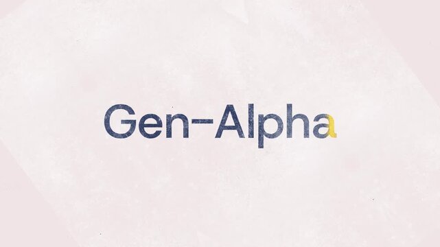 GEN ALPHA Text Animation Modern Title Reveal with Noise Effect on white Background.