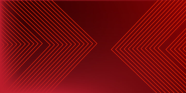 Red arrows background. Abstract triangle gradient wallpaper. Repeated arrow stripes backdrop for flyer, banner, poster, presentation. Thin to thick linear game or sport texture. Vector masculine bg