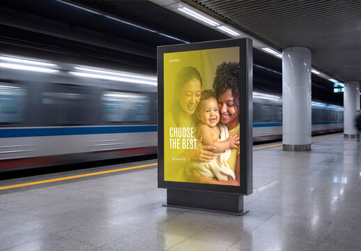 Subway Digital Lightbox Advertising Mockup