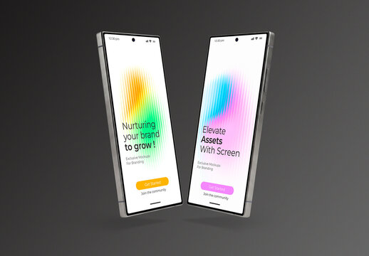 Two Floating Mobile Screen Mockup