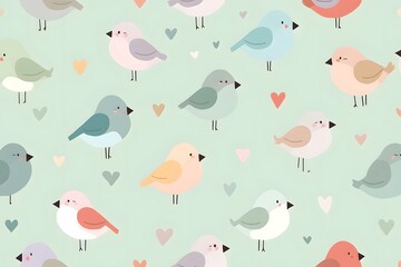 Obraz premium Cute birds pattern background design