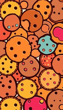 Cookie collection silhouette illustration with bite marks and various shapes, art, designs
