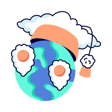 Globe with mortarboard and pin, flat design of global education locs 