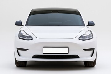 Fototapeta premium The White Electric Car Front View Showcases Sleek Modern Design and Precision