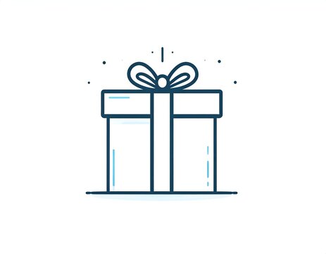 Minimalist vector illustration of a gift box icon with a festive bow
