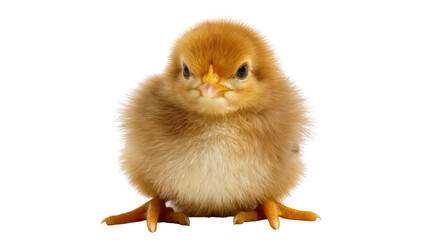 Fluffy brown chick with yellow beak, isolated on transparent background © Luca