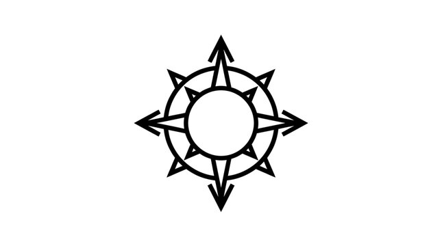 Compass rose celestial sun line icon