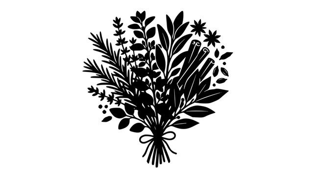 Silhouette of a Culinary Herb and Spice Bouquet Bundle