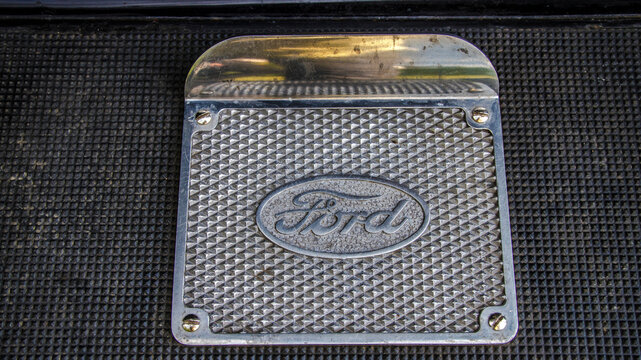 FORD A automobile step plate with textured metal surface