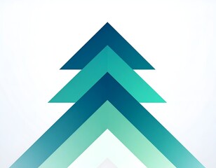 Obraz premium Minimalist Geometric Christmas Tree Illustration in Gradient Teal and Blue