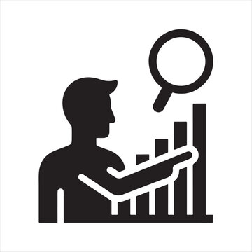 Data analysis vector silhouette outline logo design concept illustration idea