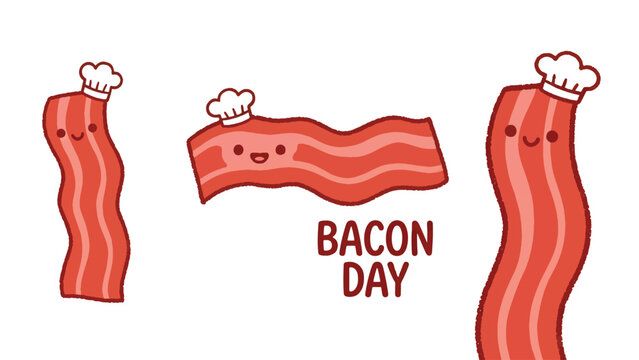 Bacon Characters Wearing Chef Hats for a Cute Food Celebration Design