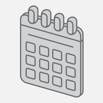 Calendar page isometric icon, plan your days concept. Vector graphics. Schedule, organizer sign with outline style icon for mobile or web design.