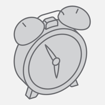 Alarm clock isometric icon, early wake up concept. Vector graphics. Morning wake up, alarm clock sign with outline style icon for mobile or web design.