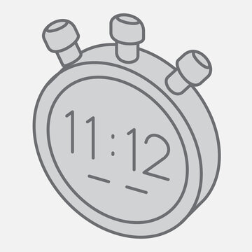 Digital timer isometric icon, countdown mode concept. Vector graphics. Digital display, minute counter dial sign with outline style icon for mobile or web design.