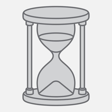 Hourglass isometric icon, time is precious concept. Vector graphics. Sandglass clock, timer sign with outline style icon for mobile or web design.