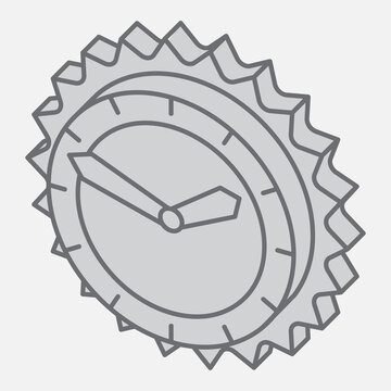 Gear clock isometric icon, cogs, gear mechanisms concept. Vector graphics. Gear mechanism, clocks sign with outline style icon for mobile or web design.