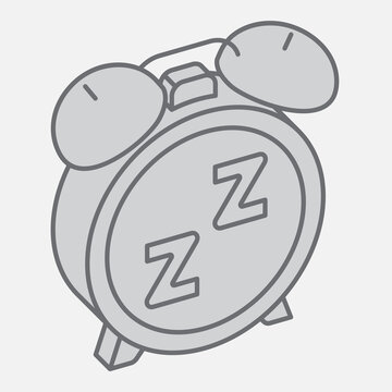 Sleep mode clock isometric icon, rest and relaxation concept. Vector graphics. Before bed, sleep time mode sign with outline style icon for mobile or web design.