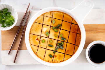 Viral steamed egg custard, silky Asian egg Pan-Steamed Omelette