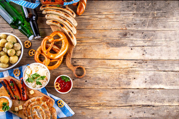 Obraz premium Oktoberfest picnic and barbecue food, Oktoberfest bavarian party menu