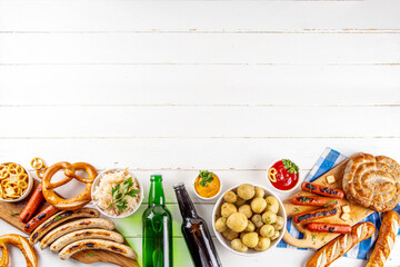 Obraz premium Oktoberfest picnic and barbecue food, Oktoberfest bavarian party menu