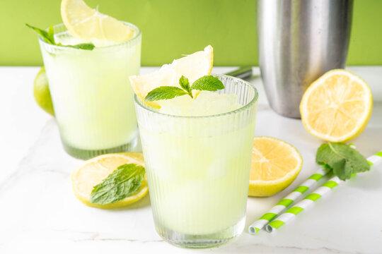 Summer iced slushie lemonade or mojito drink