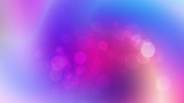 Vibrant royal blue, deep purple, and bright fuchsia pink fluid gradient wave loop filled with glittering bokeh dots for atmospheric video background