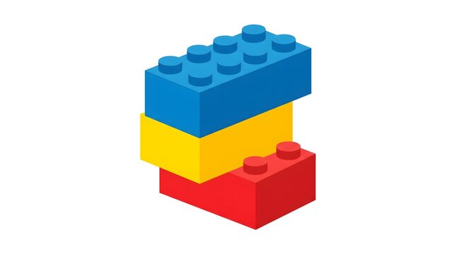Building Brick Tower Stack &mdash; Red Yellow Blue National Lego Day Bold Flat Vector