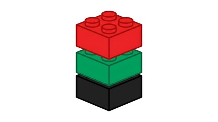 Naklejka premium Building Brick Tower Stack — Red Green Black National Lego Day Bold Flat Vector