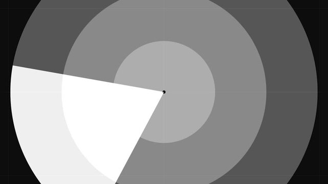 Abstract geometric shapes with moving sectors in grayscale during digital presentation concept