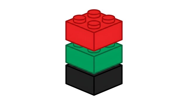 Building Brick Tower Stack &mdash; Red Green Black National Lego Day Bold Flat Vector