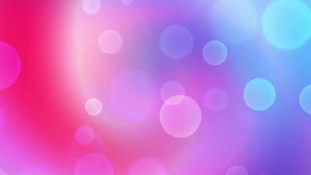 Soft lavender purple, pastel pink, and cyan fluid gradient wave loop featuring gentle translucent bokeh circles for dreamy romantic video background