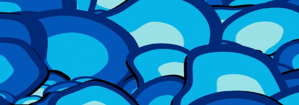 scalloped blue procedural design in 16-bit style